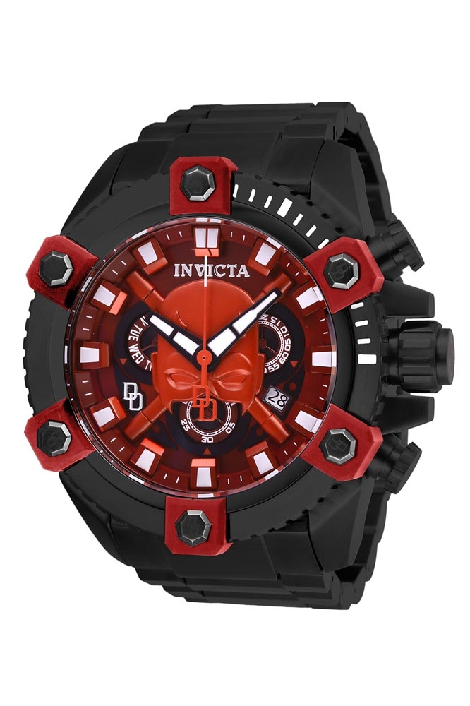 #1 LIMITED EDITION - Invicta Marvel Dare Devil Quartz Mens Watch - 56mm Stainless Steel Case, SS Band, Black (27167)