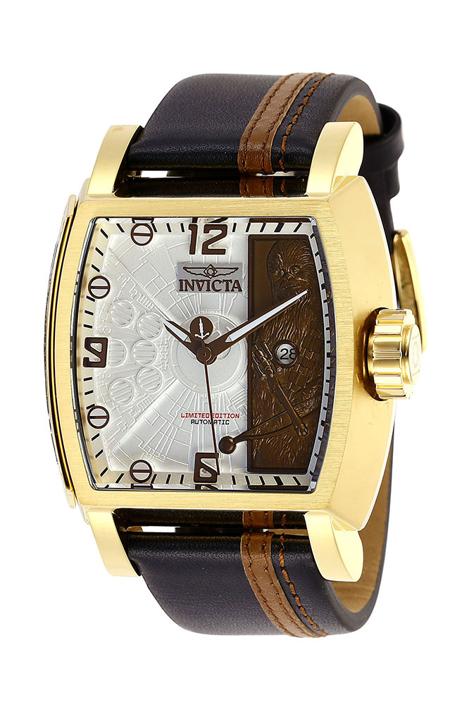 #1 LIMITED EDITION - Invicta Star Wars Chewbacca Automatic Mens Watch - 48mm Stainless Steel Case, Leather Band, Black, Brown (27171)