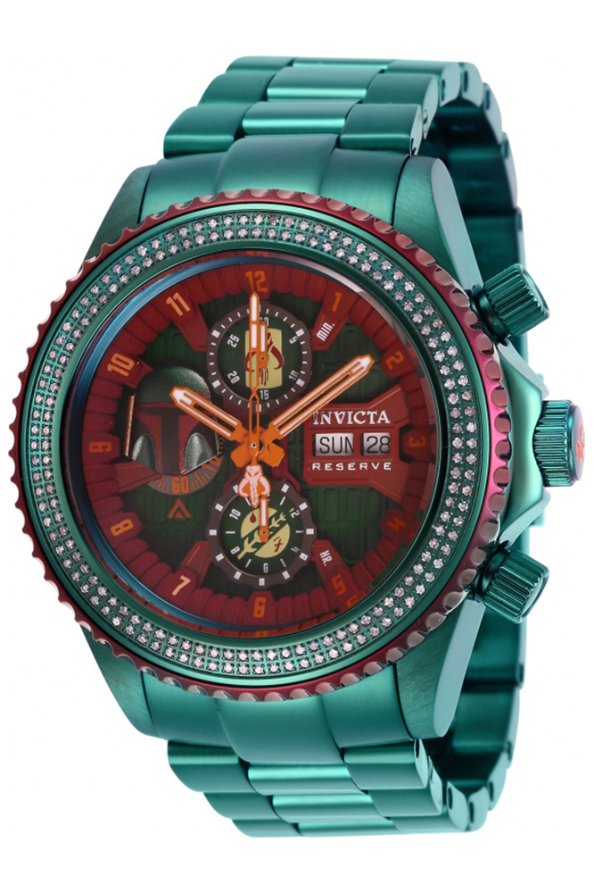 #1 LIMITED EDITION - Invicta Star Wars Boba Fett Automatic Mens Watch w/ 0.75 Carat Diamonds - 47mm Stainless Steel Case, SS Band, Green (27296)