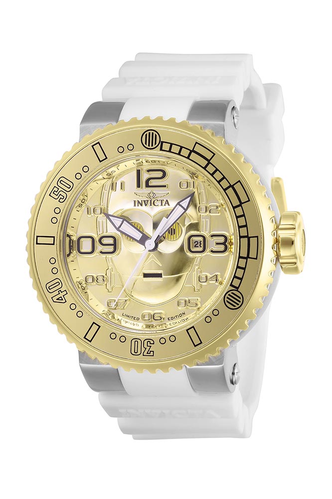 #1 LIMITED EDITION - Invicta Star Wars C-3PO Quartz Mens Watch - 52mm Stainless Steel/Aluminum Case, Silicone Band, White (27671)