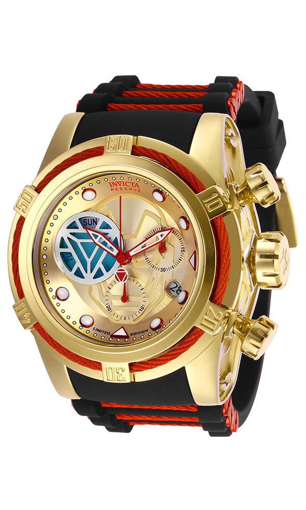 #1 LIMITED EDITION - Invicta Marvel Tony Stark Iron Man Mens Watch - 53mm Stainless Steel Case, Stainless Steel/Silicone Band, Black, Red (27785)