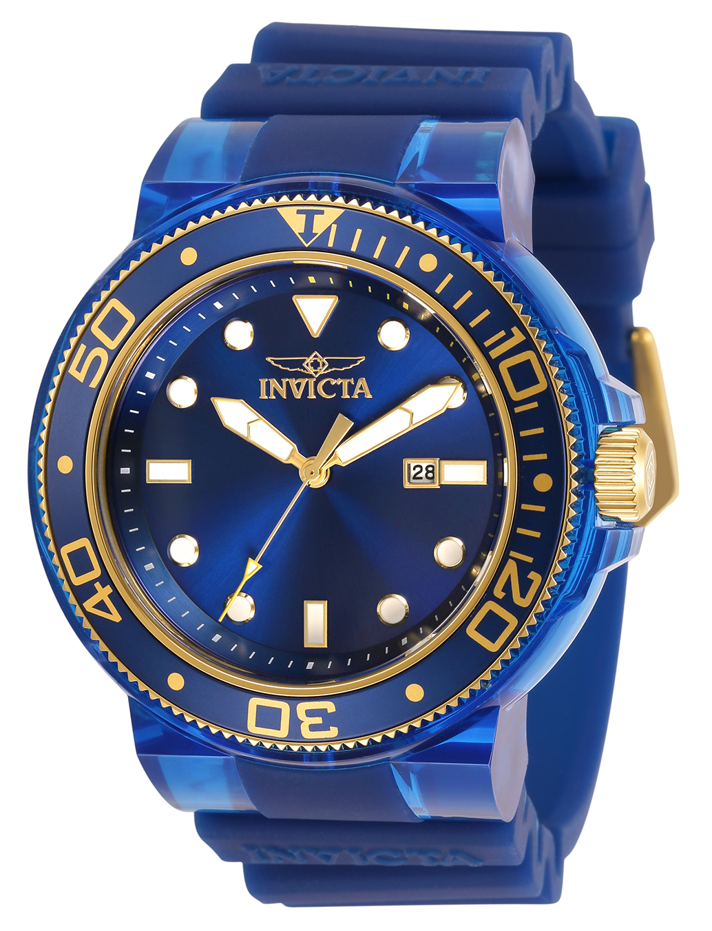 Invicta Pro Diver Anatomic Men%27s Watch - 51.5mm, Blue, Transparent (32336)