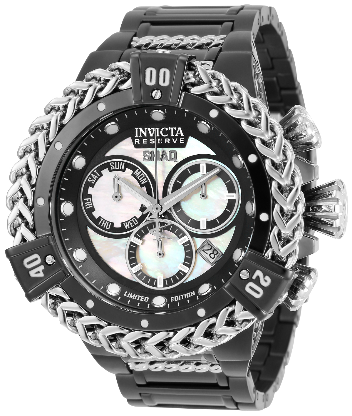 Invicta SHAQ Men's Watch w/ Metal, Mother of Pearl & Oyster Dial - 53mm, Black, Steel (33412)
