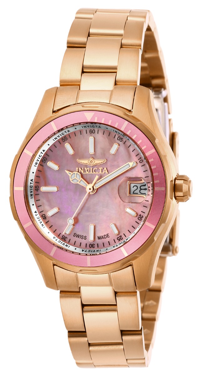 Invicta Pro Diver Quartz Women's Watch w/Mother of Pearl Dial - 34mm, Rose Gold (ZG-28650)