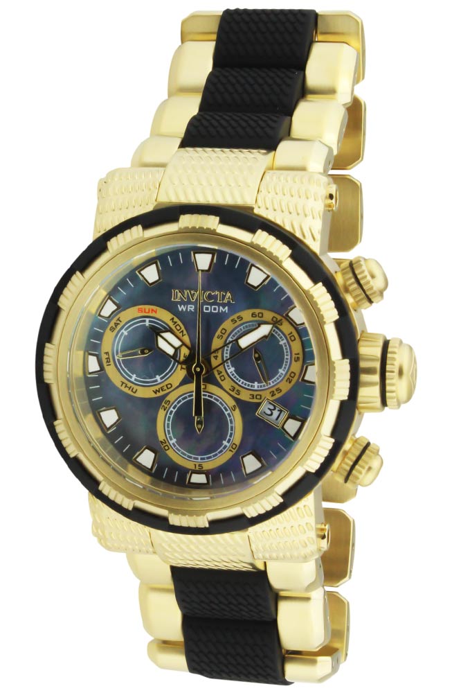 Pre-Owned Invicta Specialty Quartz Men's Watch - 46mm Stainless Steel Case, SS/Polyurethane Band, Gold, Black (AIC-28799)