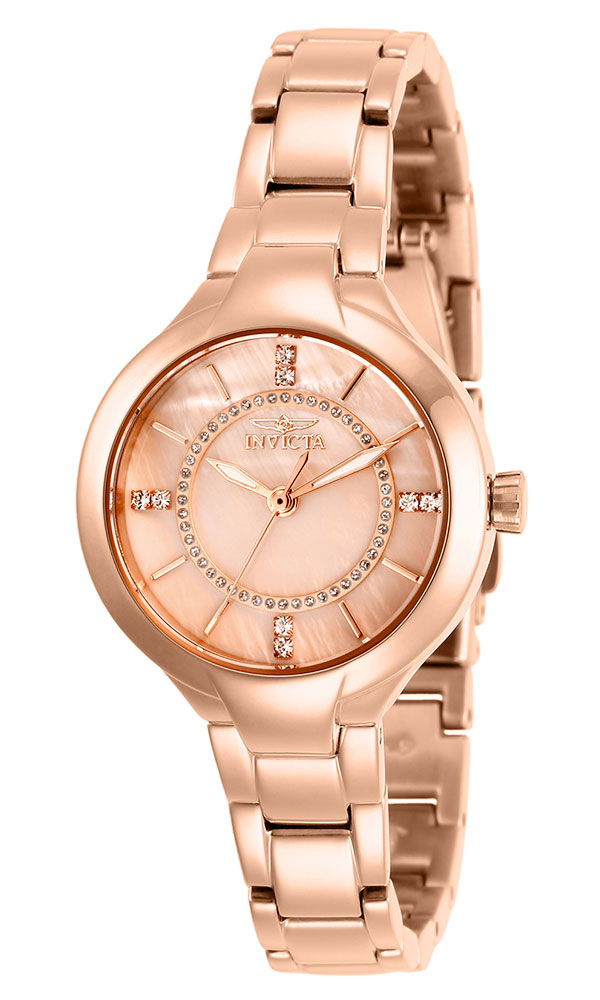 Pre-Owned Invicta Angel Quartz Women's Watch - 28mm Stainless Steel Case, Stainless Steel Band, Rose Gold (AIC-29325)
