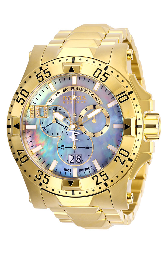 #1 LIMITED EDITION - Invicta Reserve Excursion Quartz Mens Watch w/ 0.05 Carat Diamonds - 55.4mm Stainless Steel Case, SS Band, Gold (29363)