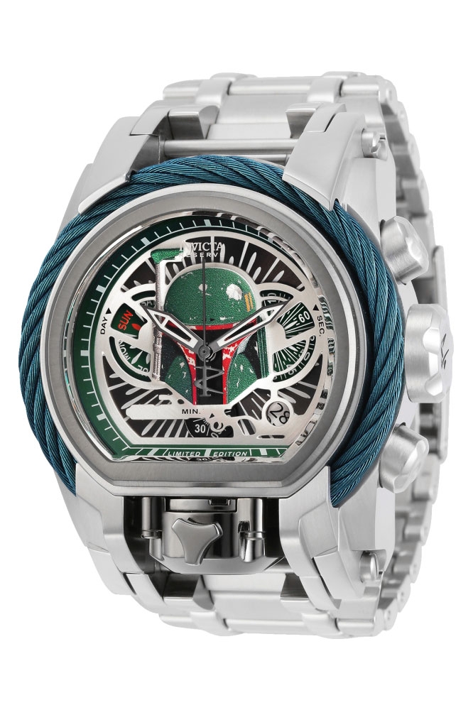 #1 LIMITED EDITION - Invicta Star Wars Boba Fett Quartz Mens Watch - 52mm Stainless Steel Case, Stainless Steel Band, Steel (29535)