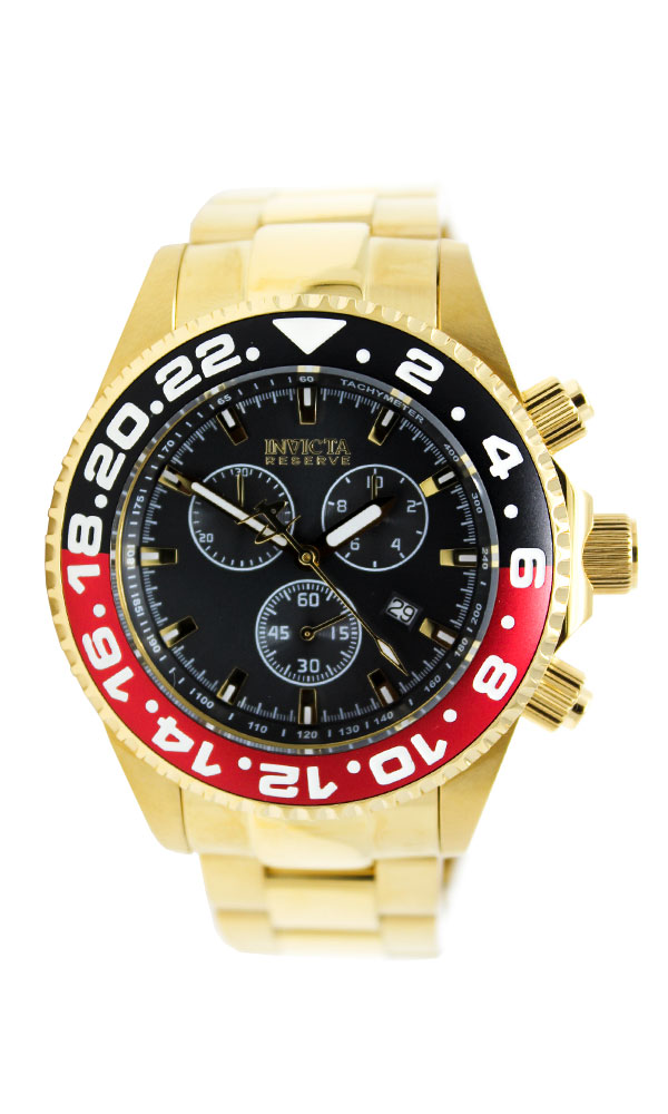 Pre-Owned Invicta Reserve Pro Diver Quartz Men's Watch - 44mm Stainless Steel Case, Stainless Steel Band, Gold (AIC-29987)