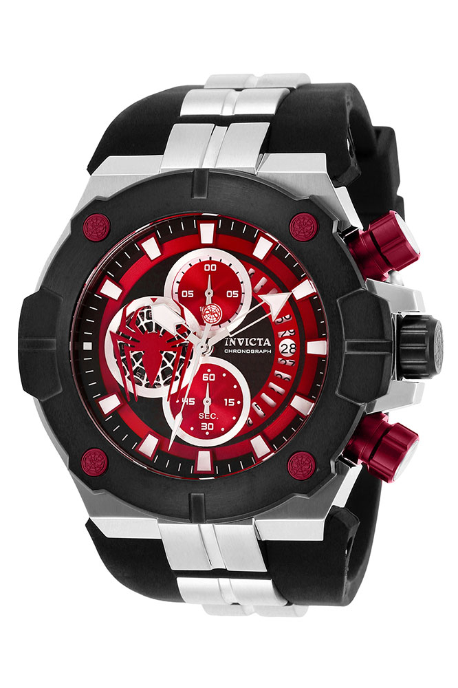 #1 LIMITED EDITION - Invicta Marvel Spiderman Quartz Mens Watch - 52mm Stainless Steel Case, Silicone Band, Black (30317)