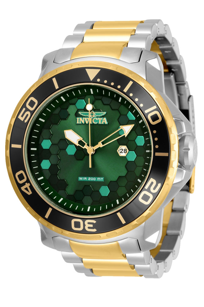 Pre-Owned Invicta Pro Diver Quartz Men's Watch - 52mm Stainless Steel/Aluminum Case, Stainless Steel Band, Steel, Gold (AIC-30565)