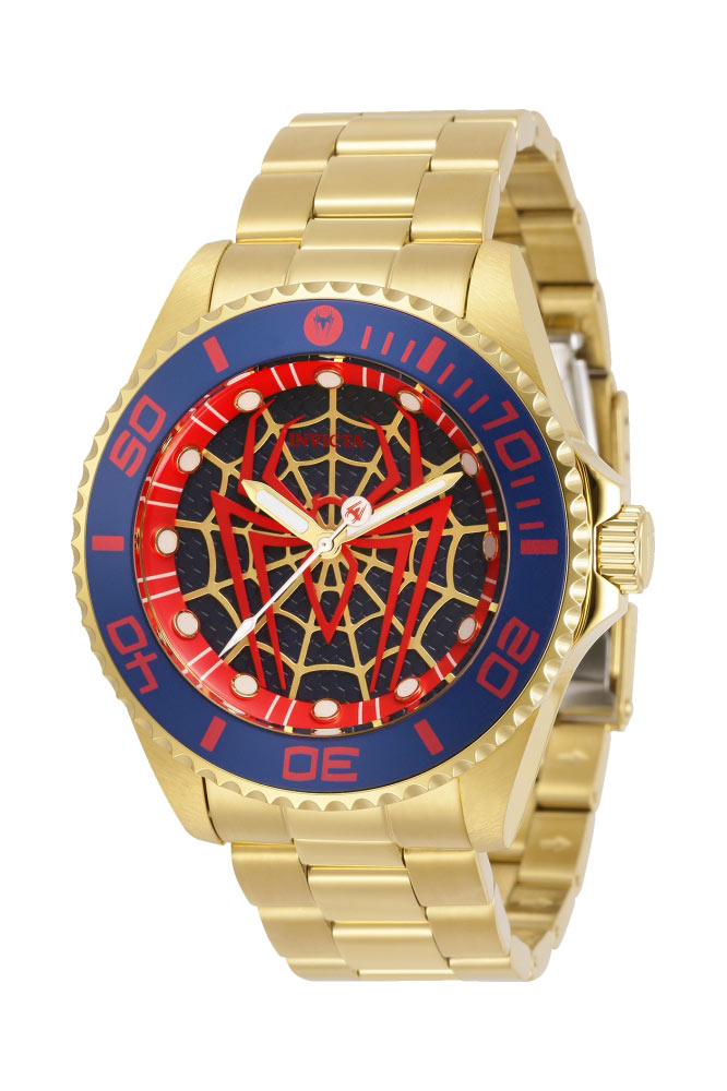 #1 LIMITED EDITION - Invicta Marvel Spiderman Quartz Mens Watch - 44mm Stainless Steel Case, Stainless Steel Band, Gold (32379)