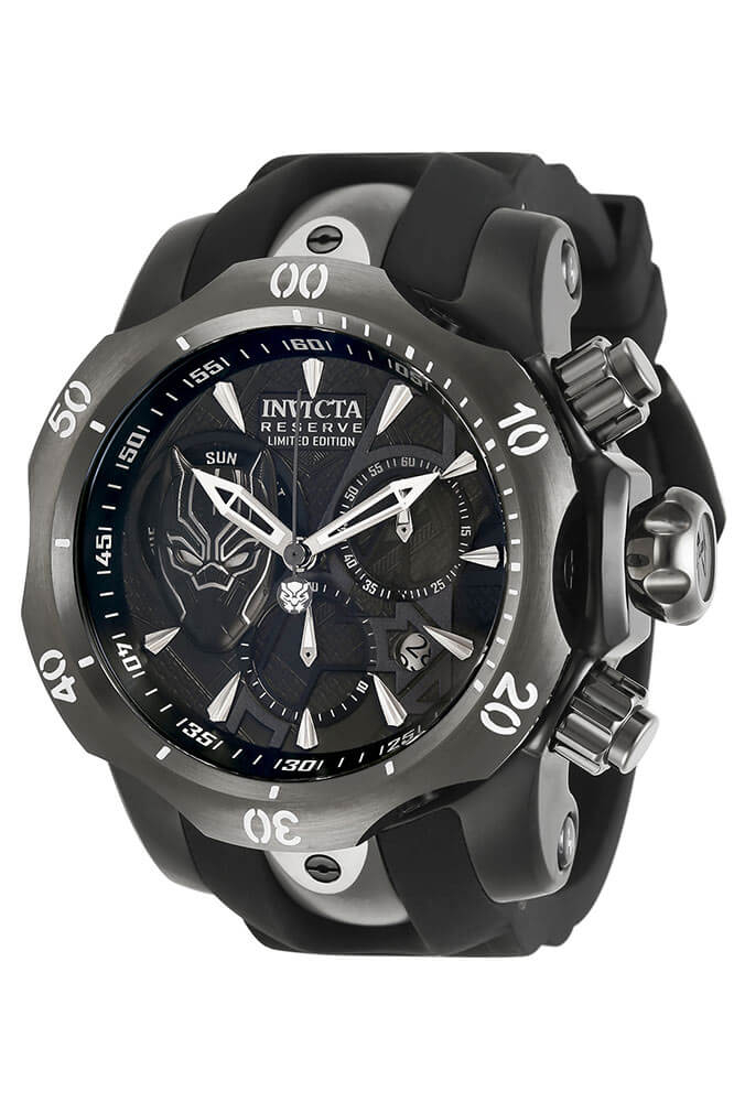 #1 LIMITED EDITION - Invicta Marvel Black Panther Quartz Mens Watch - 53.7mm Stainless Steel Case, SS/Silicone Band, Black, Titanium (32430)