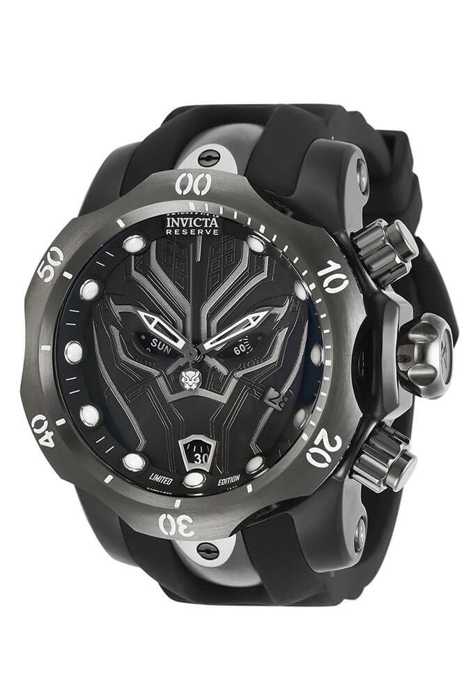 #1 LIMITED EDITION - Invicta Marvel Black Panther Quartz Mens Watch - 53.7mm Stainless Steel Case, SS/Silicone Band, Black, Titanium (32433)