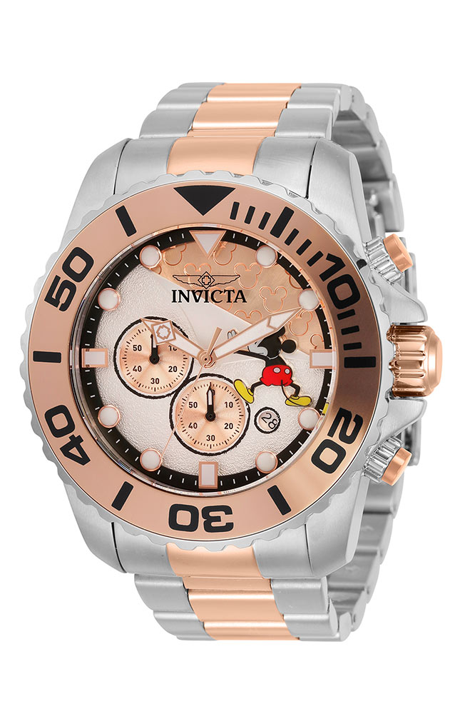 #1 LIMITED EDITION - Invicta Disney Limited Edition Mickey Mouse Quartz Mens Watch - 50mm Stainless Steel Case, SS Band, Steel, Rose Gold (32446)