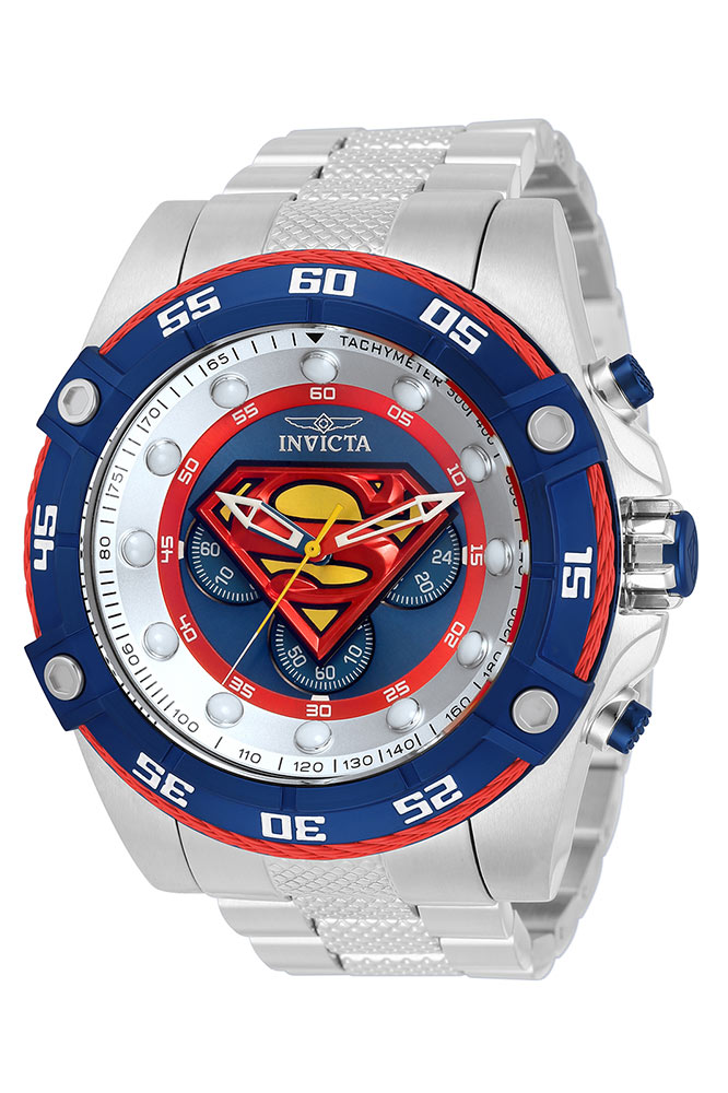 #1 LIMITED EDITION - Invicta DC Comics Superman Quartz Mens Watch - 52mm Stainless Steel Case, Stainless Steel Band, Silver (32498)