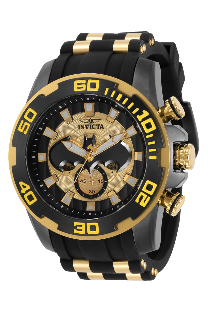 #1 LIMITED EDITION - Invicta DC Comics Batman Quartz Mens Watch - 50mm Stainless Steel Case, Silicone/SS Band, Black, Gold (32531)