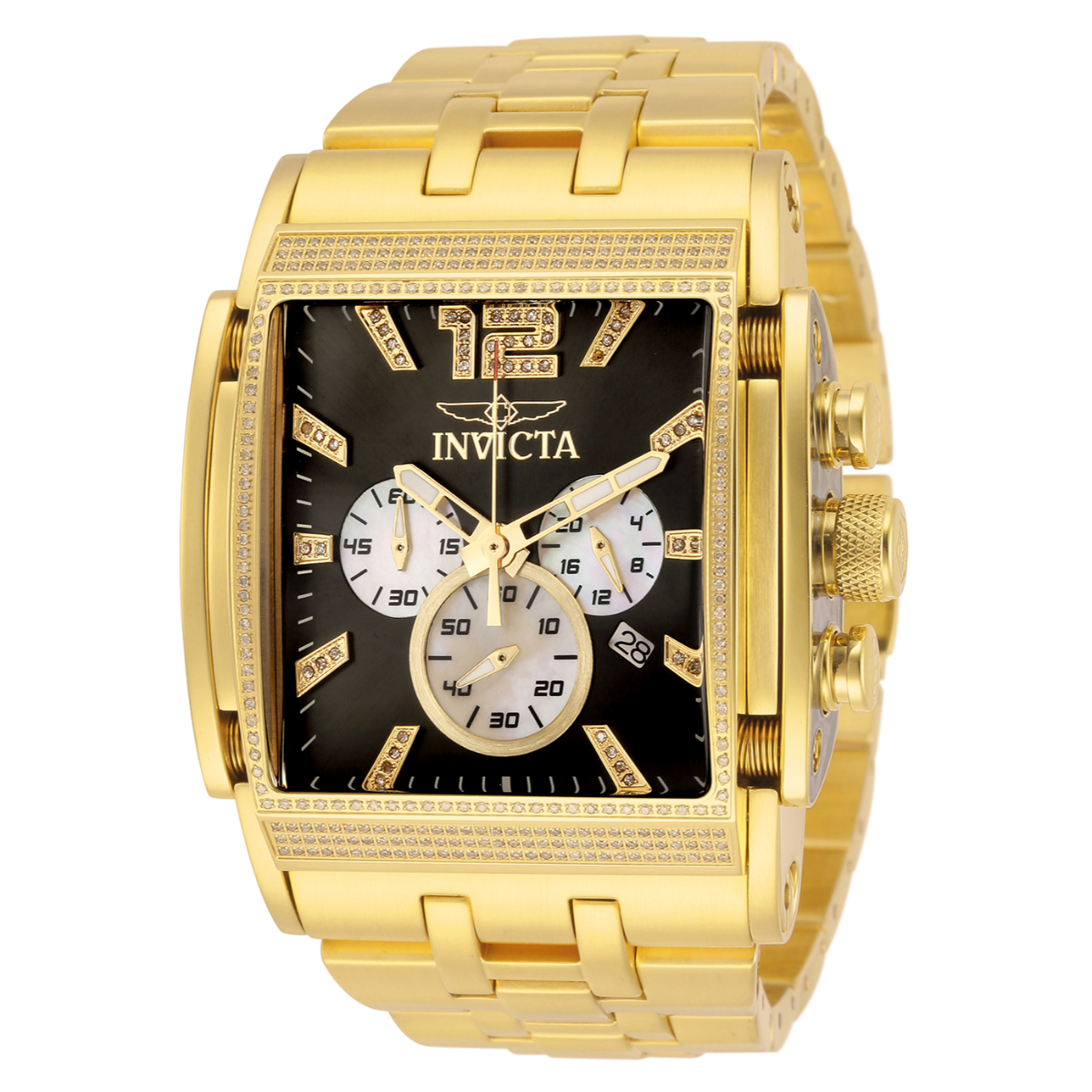 Invicta Speedway 1.23 Carat Diamond Men's Watch w/ Metal & Mother of Pearl Dial - 47mm, Gold (32542)