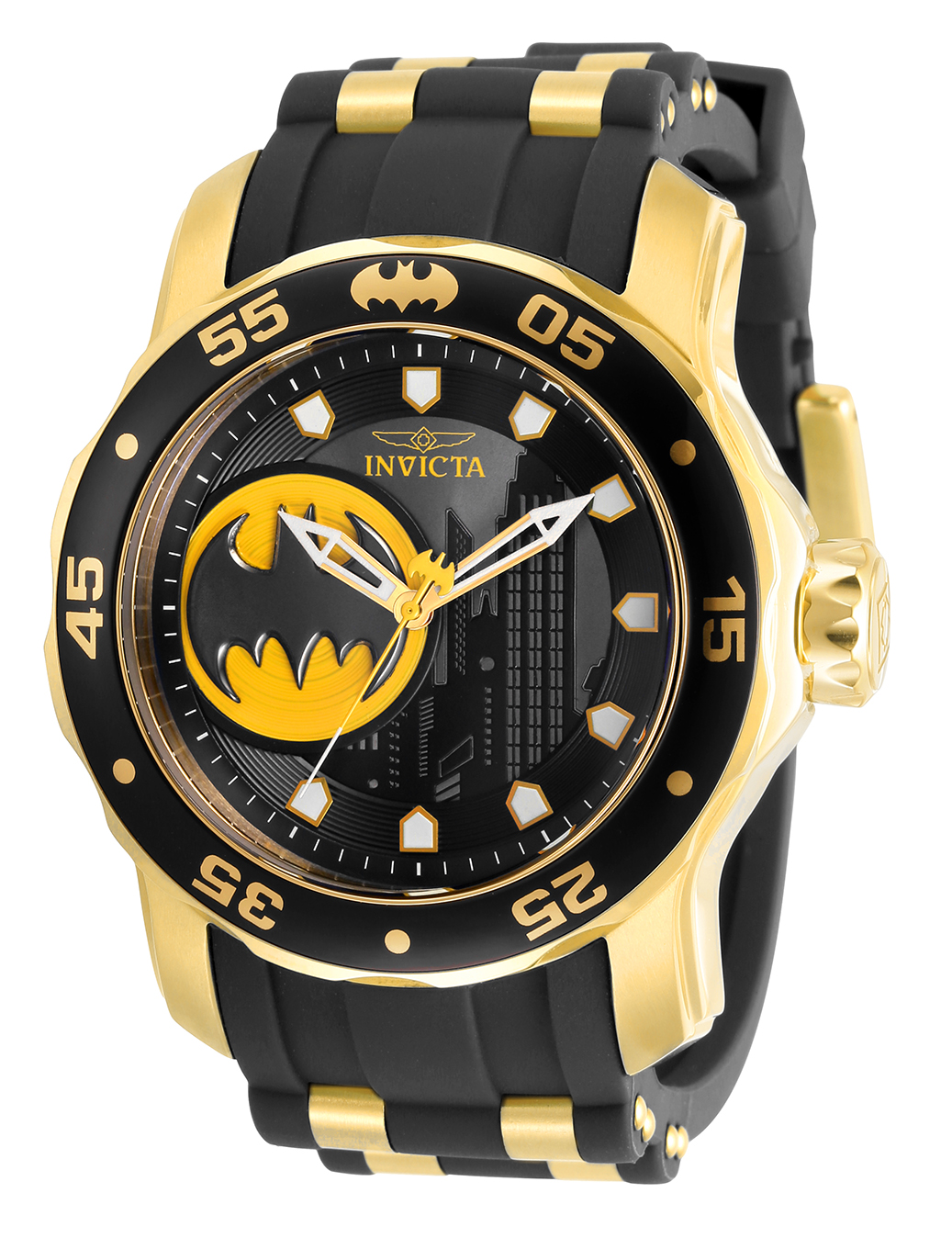 Invicta DC Comics Batman Men's Watch - 48mm, Black, Gold (34752)