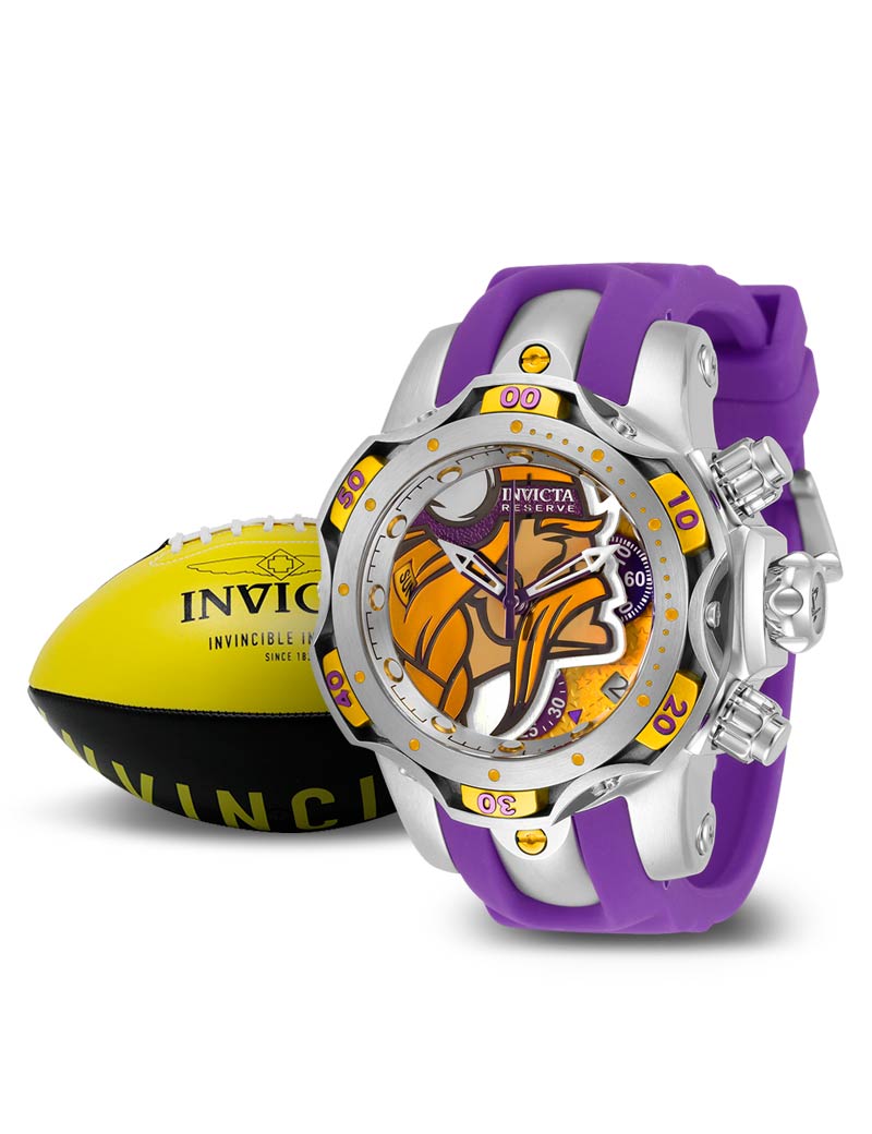 Invicta NFL Minnesota Vikings Women's Watch - 44.4mm, Steel, Purple, Yellow (33093)