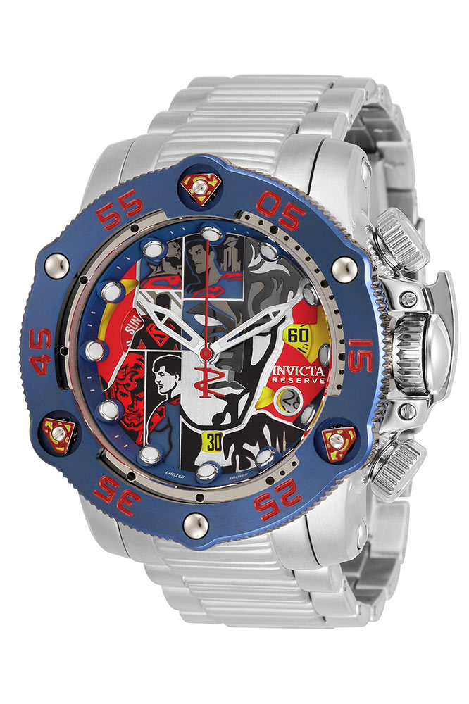 #1 LIMITED EDITION - Invicta DC Comics Superman Quartz Mens Watch - 52.5mm Stainless Steel Case, Stainless Steel Band, Steel (33230)