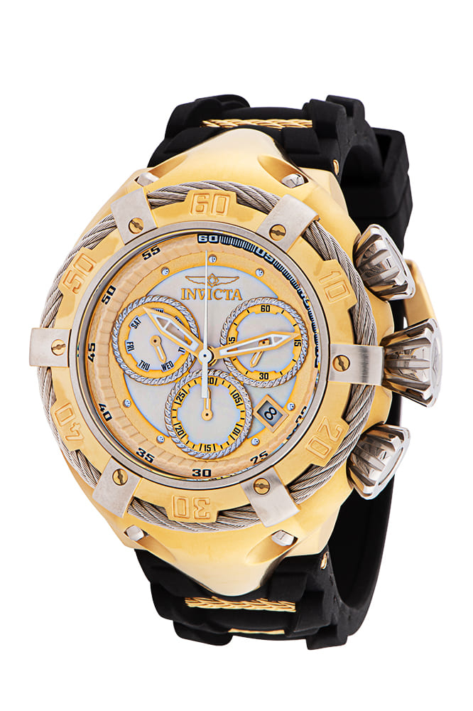 Invicta Bolt Thunderbolt Men's Watch w/ Metal, Mother of Pearl & Oyster Dial - 52mm, Gold, Black (33396)