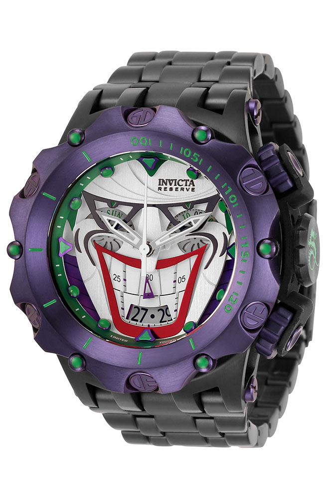 #1 LIMITED EDITION - Invicta DC Comics Joker Quartz Men's Black, Red, Purple, Antique Silver Watch - 51mm - (33594-N1)