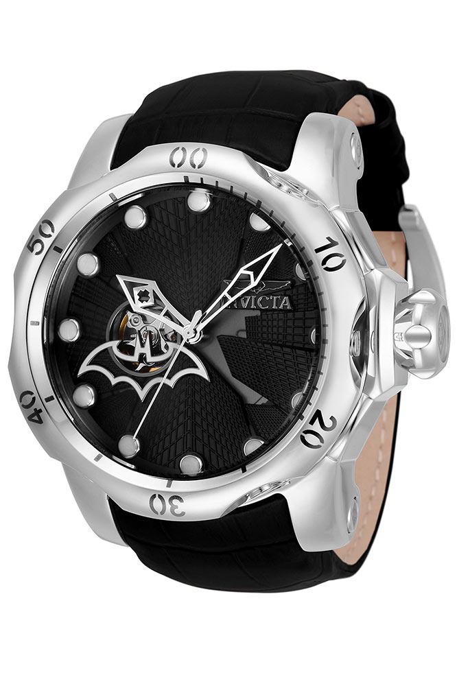 #1 LIMITED EDITION - Invicta DC Comics Batman Automatic Mens Watch - 53.7mm Stainless Steel Case, Leather Band, Black (33816)