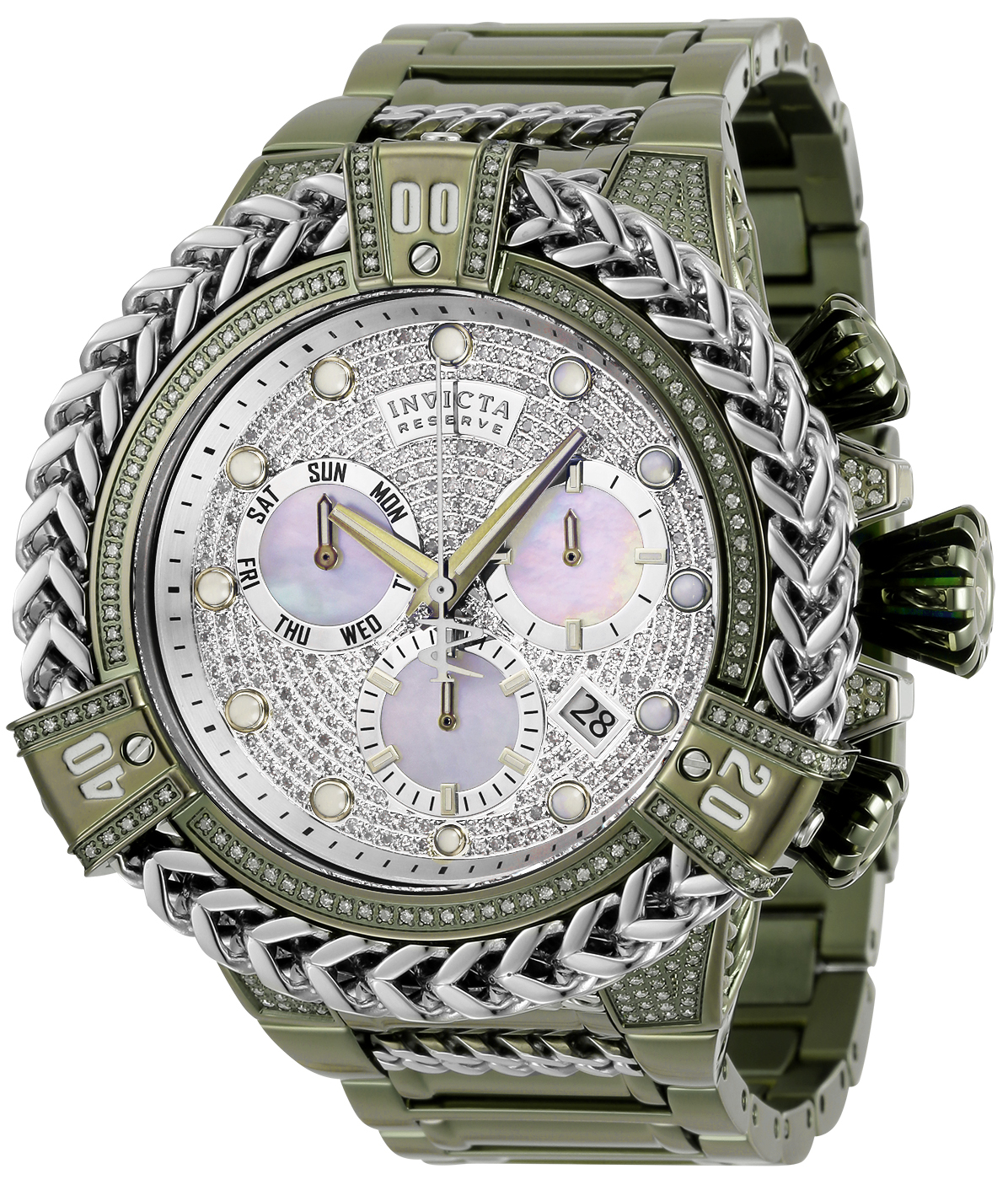 #1 LIMITED EDITION - Invicta Reserve Quartz Men's Silver, White w/ 2.26 Carat Diamonds Watch - 53mm - (34283-N1)