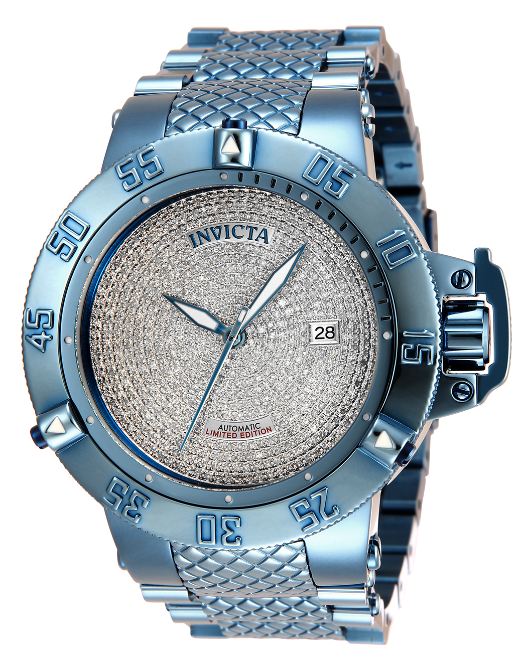 #1 LIMITED EDITION - Invicta Subaqua Automatic Men's Silver, Light Blue w/ 2.41 Carat Diamonds Watch - 50mm - (34329-N1)