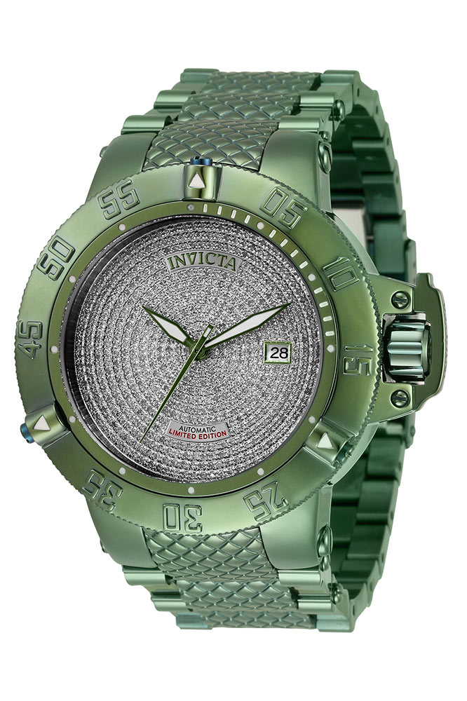 #1 LIMITED EDITION - Invicta Subaqua Automatic Men's Silver, Light Green w/ 2.41 Carat Diamonds Watch - 50mm - (34330-N1)