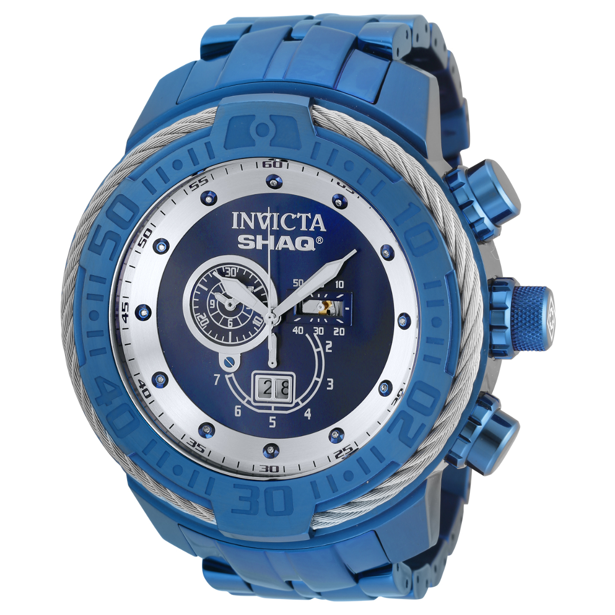 Pre-Owned Invicta SHAQ .05 Carat Diamond Men%27s Watch - 65mm, Blue (AIC-34465)
