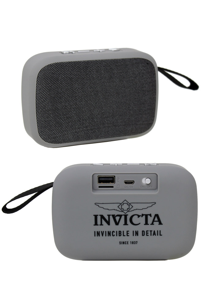 Invicta Portable Bluetooth Wireless Speaker with FM Radio Grey -  Model 34495