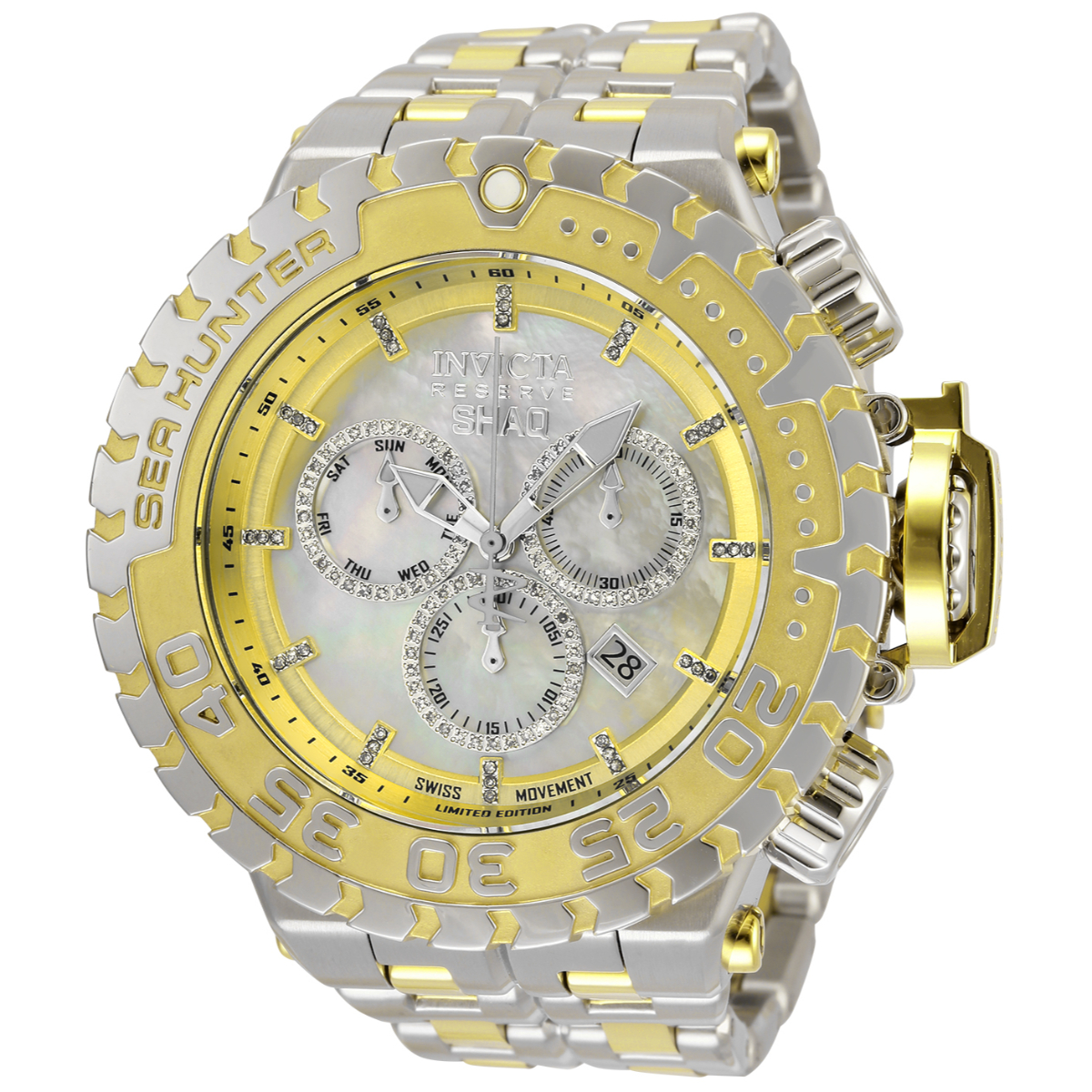 Pre-Owned Invicta SHAQ .52 Carat Diamond Men%27s Watch w/Mother of Pearl Dial - 57mm, Steel, Gold (AIC-34613)