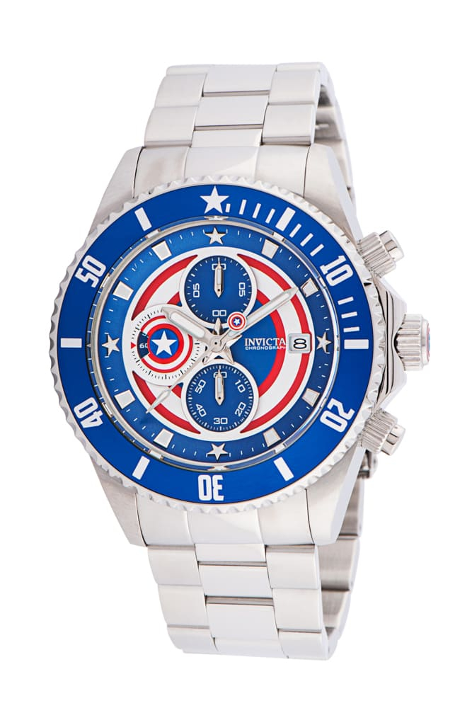#1 LIMITED EDITION - Invicta Marvel Captain America Quartz Men's Blue, Silver, Red Watch - 47mm - (34622-N1)
