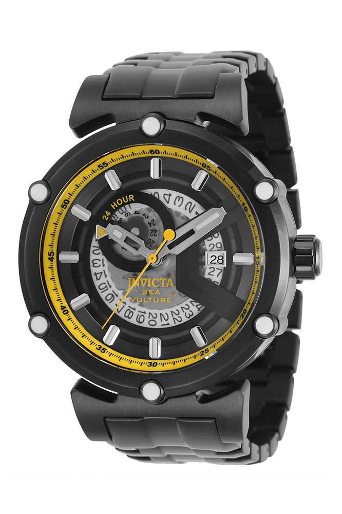 Invicta Sea Vulture Automatic Men's Watch - 50mm Stainless Steel Case, Stainless Steel Band, Black (34973)