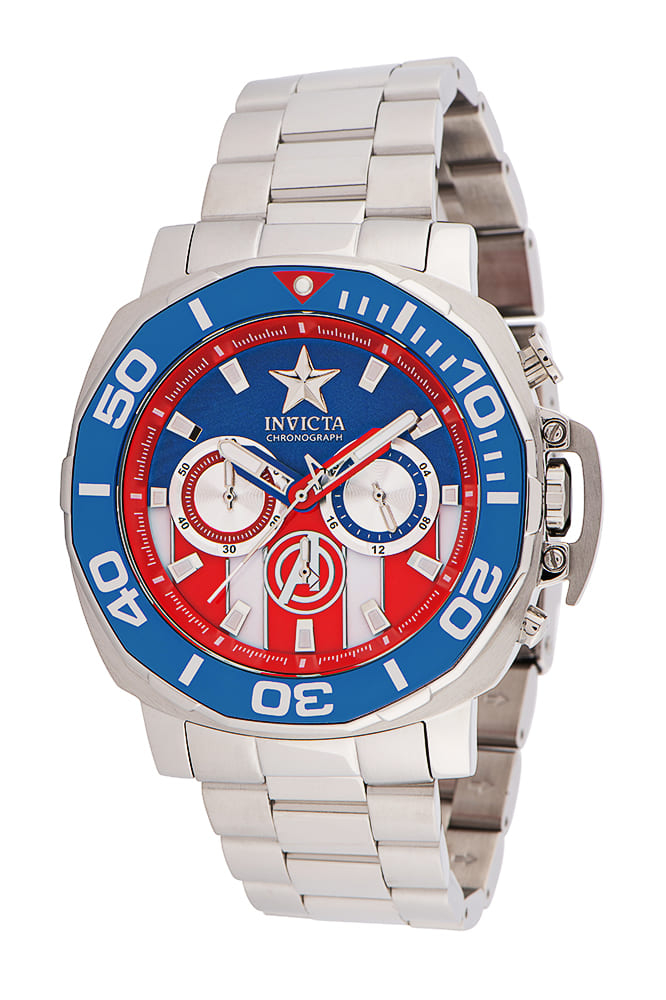 #1 LIMITED EDITION - Invicta Marvel Captain America Quartz Men's Silver, Black, Red Watch - 48mm - (35098-N1)