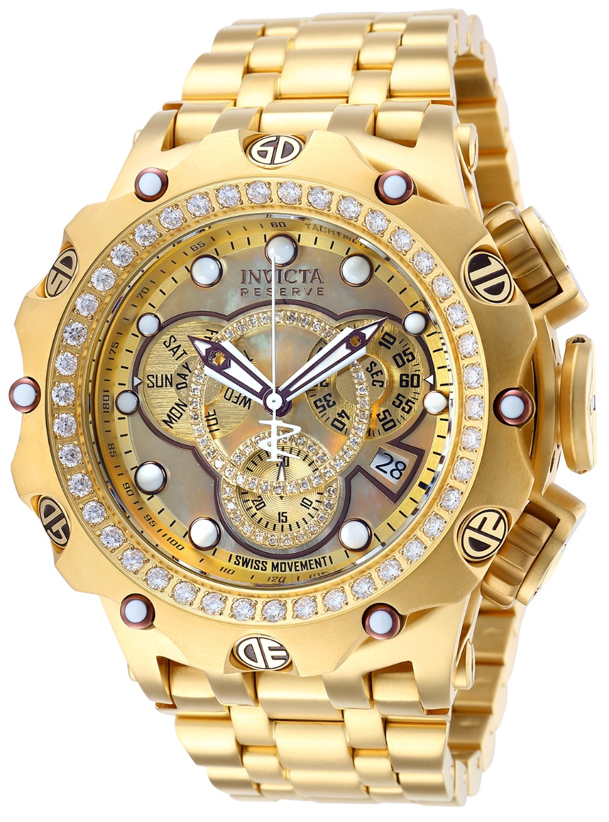 Invicta Reserve Venom 2.52 Carat Diamond Men's Watch w/Mother of Pearl, Oyster Dial - 51mm, Gold (35560)