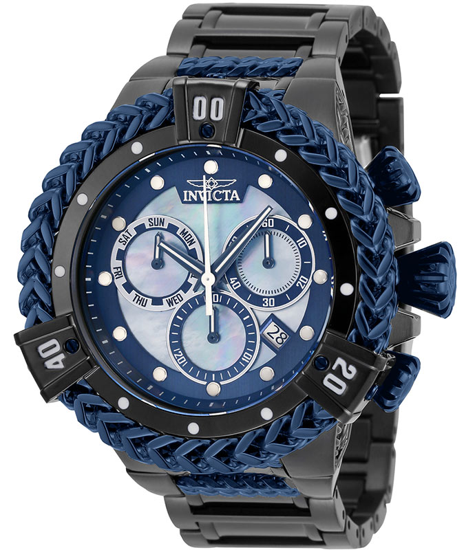 Invicta Bolt Herc Men's Watch w/ Metal, Mother of Pearl & Oyster Dial - 53mm, Black, Dark Blue (35576)