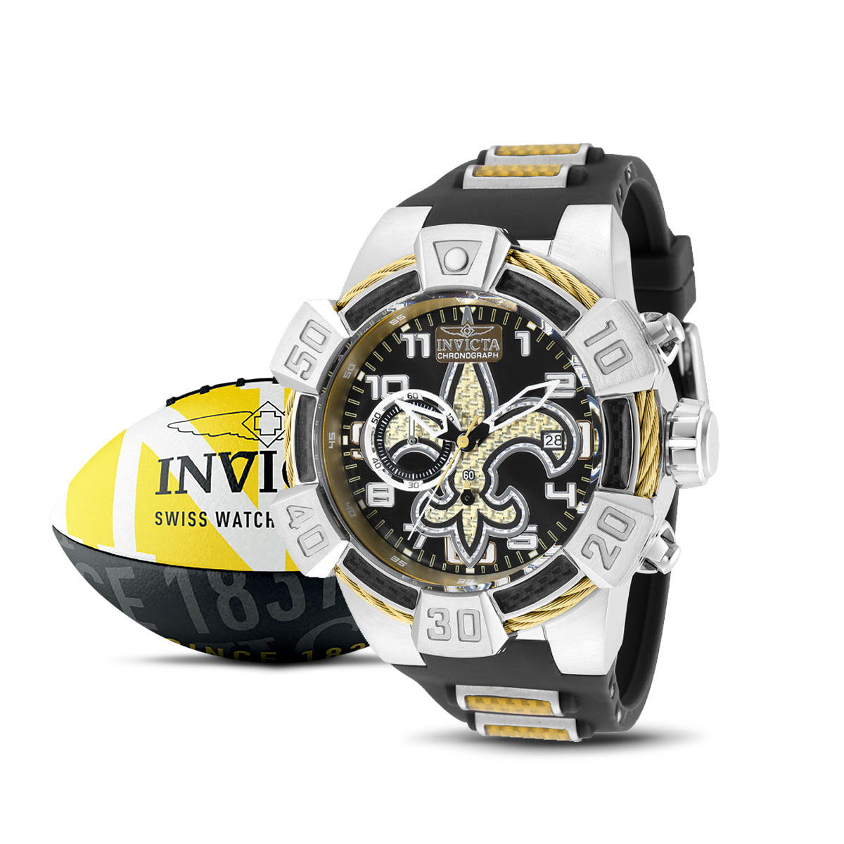 Invicta NFL New Orleans Saints Men's Watch - 52mm, Black, Brown (35871)