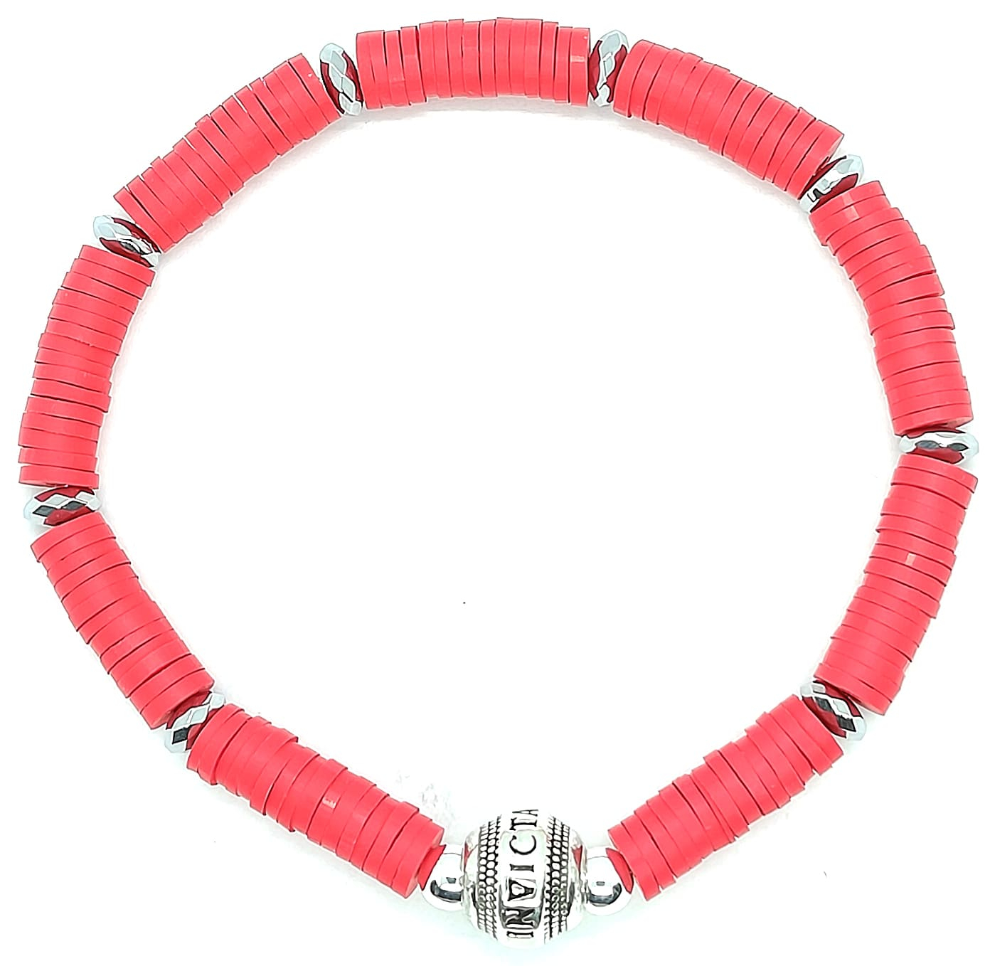 Invicta Elements Men's Red Rubber Bracelet With Hematite 6mm (35891)