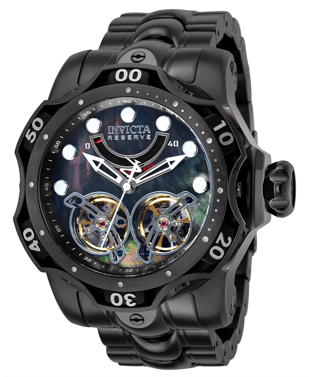 Invicta Reserve Venom Automatic Men's Watch w/ Metal, Mother of Pearl & Oyster Dial - 52.5mm, Black (35988)