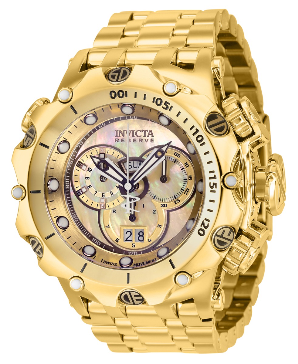Invicta Reserve Venom SHUTTER Men's Watch w/ Metal, Mother of Pearl & Oyster Dial - 51mm, Gold (35993)