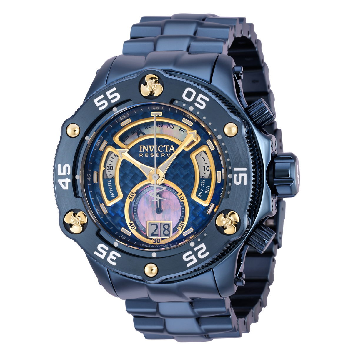 Invicta Reserve Excursion Men's Watch w/Mother of Pearl, Oyster Dial - 52.00mm, Dark Blue (36012)