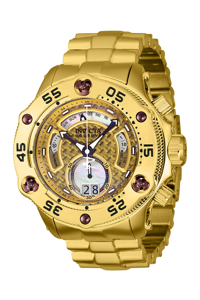 Invicta Reserve Excursion Men's Watch w/Mother of Pearl, Oyster Dial - 52.00mm, Gold (36014)