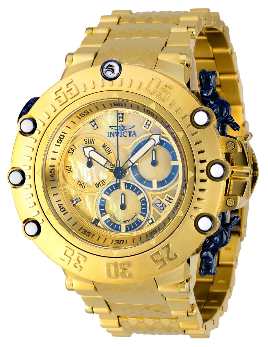 Invicta Subaqua SHUTTER 0.08 Carat Diamond Men's Watch w/ Metal, Mother of Pearl & Oyster Dial - 52mm, Gold (36317)