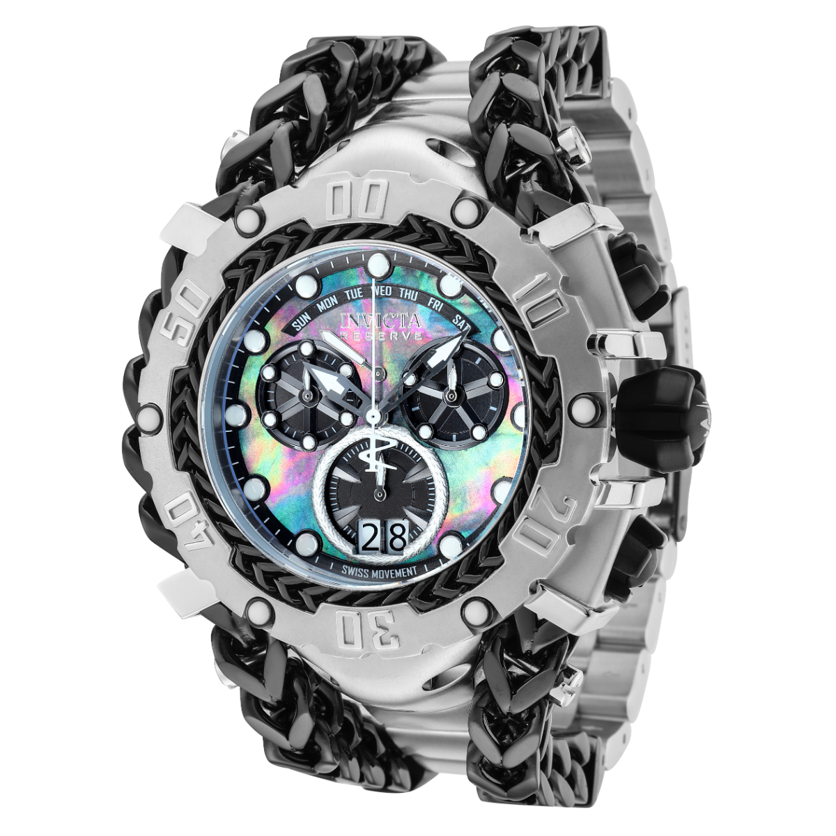 Invicta Reserve Gladiator Men's Watch w/Mother of Pearl Dial - 55.25mm, Steel, Black (36887)