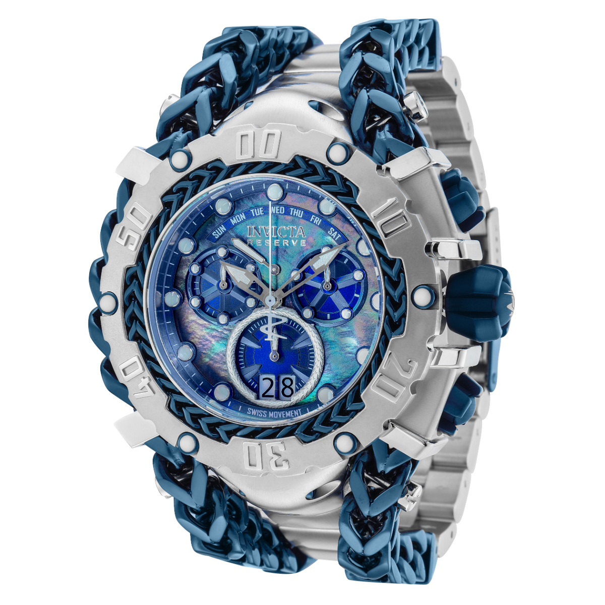 Invicta Reserve Gladiator Men's Watch w/Mother of Pearl Dial - 55.25mm, Steel, Dark Blue (36888)