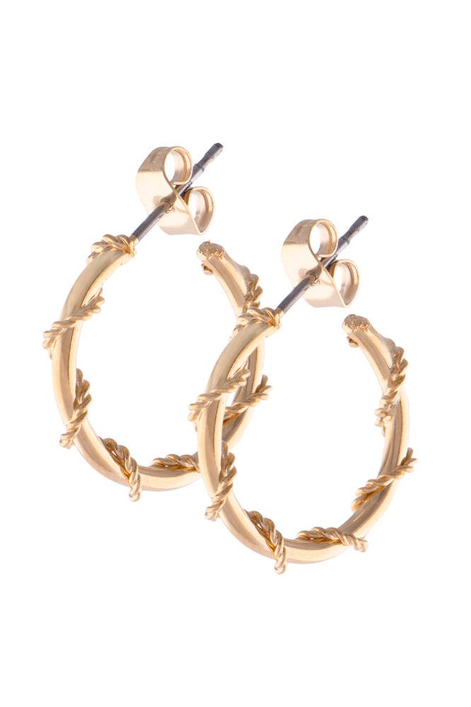 Muse Royale Gold Plated Twisted Rope Hoop Earrings (INV-KU-445G)