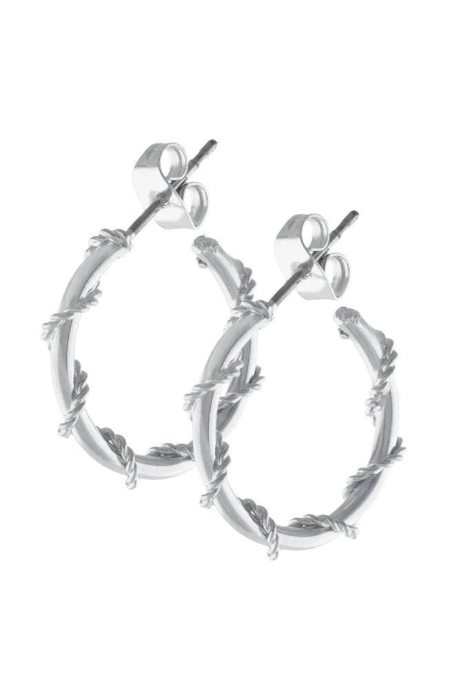 Muse Royale Silver Plated Twisted Rope Hoop Earrings (INV-KU-445S)